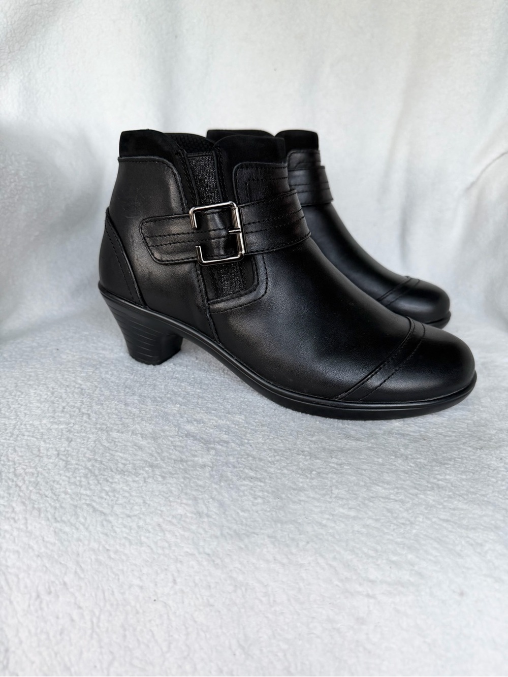 Orthofeet Bioheels Emma Black Leather Bootie Boot Shoe Size 6.5 Medium Width